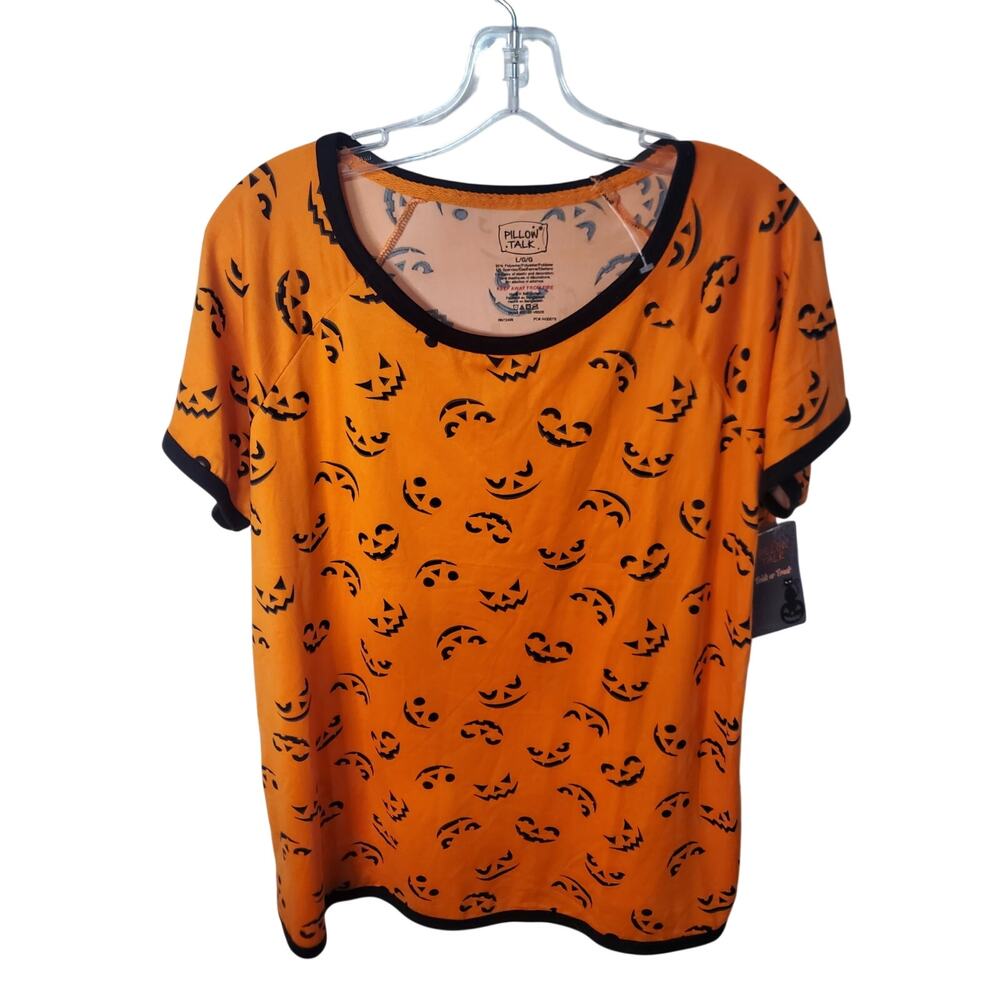 Pillow Talk Orange Pumpkin Short Sleeve Sleep Top, NWT, Large